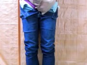 Japanese Twink Boy Jerks Off in Tight Jeans
