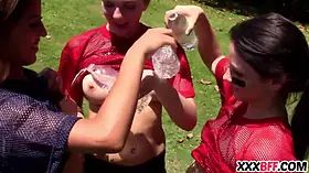 Nice Ass chicks football squad fucks