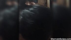 Chinese transvestites dominate guy in trio