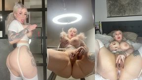 cute female student has fun with a big dildo while no one is watching