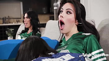TS 3 Way Barebacking In Quarter Back Jerseys - Ariel Demure, Lola Morena, Avery Lust