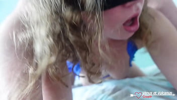 Blindfolded Wife Gets Surprised &amp_ Fucked by Bull While Cuckold locked in other room