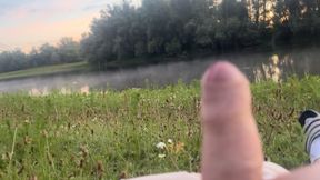 Jerk off in public, at a beautiful summer morning