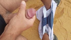 Ladysilva jerking off my hot cock on the beach
