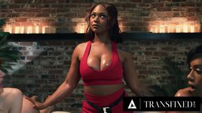 Transfixed Horny Masseuse Avery Jane Gets Double-Teamed by Trans Couple