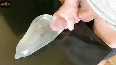 Horny Guy Moaning while Fucking his Own Hand and Cum alot inside Condom filled with Water - 4K