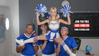 Petite stepsister Emma Rosie goes from virgin cheerleader to football team slut
