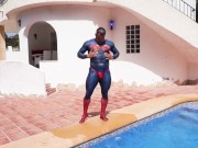 Superman gets his thonged spandex suit soaking wet