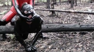 Latex Fetish Play with Rubber doll