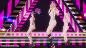 [mmd] Blackpink - Whistle Ahri Akali Seraphine Sexy Naked League of Legends Hentai Uncensored 4K 60fps