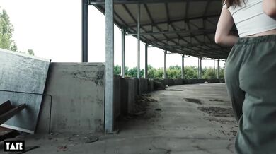Urbex ruined by risky public doggystyle with hot brunette deepthroat cumshot facial