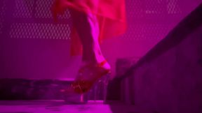 italian hot Milf Artemisia Love showing her long legs outdoor wearing sexy lingerie and high heels while smoking a cigarette