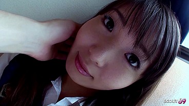 Curvy Japanese Teen with Big natural Tits get First Time Creampie by older Guy at Uncensored Full POV Sex