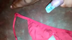 maturbates with condom &amp_ neighbour aunty bra