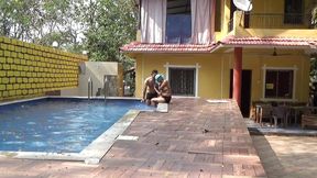 College Girl and Her Boyfriend Made a Loving and Fucking Session in Swimming Pool and Its Bathroom
