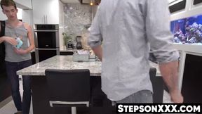 Adorable twink sucks cock before stepdad breeds him