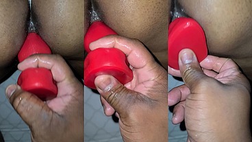 Training my ebony woman with a werewolf dildo. She took the knott!!!