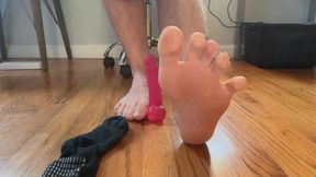 MasterMateo gives pink dildo sweaty foot job