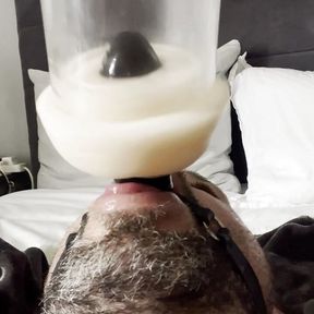 Face fucked by milking machine