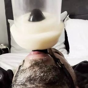 Face fucked by milking machine