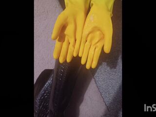 Headmistress Night Milks slaves rod in hawt RUBBER GLOVES! Who desires to lick 'em clean?