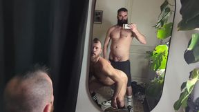 Bearded Master Uses Sub, Hairy Slut with a Bubble Butt in a Thong
