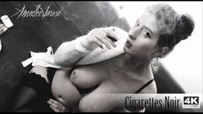 Cigarettes Noir (4K-UHD) - Noir Dame Smoking Cigarillo and Flashing Bodacious Boobies!