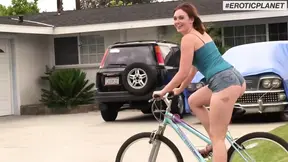 Jodi Taylor rides on bike then huge cock for a good fuck