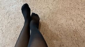 Sexy legs fetish in transparent pantyhose.Pantyhose fetish