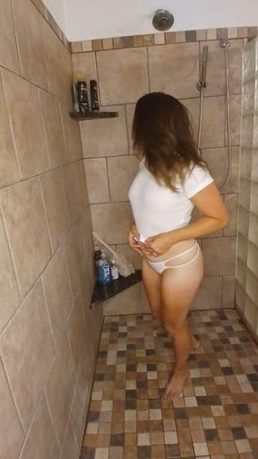 It didn't take long for that tiny white tee to turn transparent