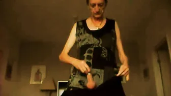 Daddy in black dress slides pen into his big cock shaft