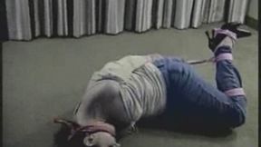 Kobe Lee HogTied & Cleave Gagged In Jeans and Heels On The Floor!