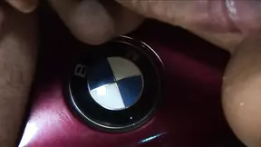 Hard fuck on the hood of the old BMW