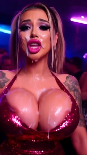 bukkake, facial, gooned porn, a nasty Japanese Slut, video created by AI