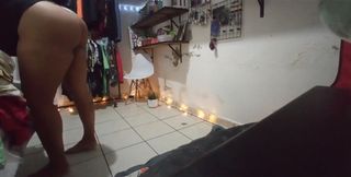 Big Ass Brunette Mexican Folding Clothes in Thong