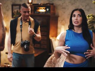 French Brunette hair with Fake Enhanced Giant Melons gets Her Teats Sucked during the time that F...