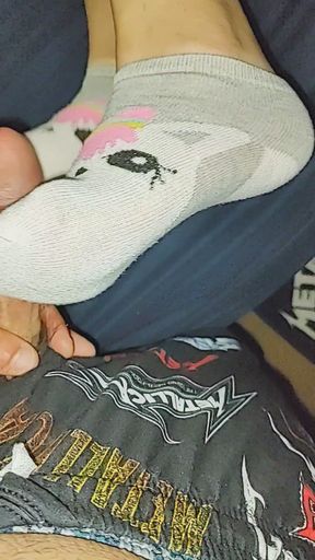 Naughty Little Unicorn Ankle Socks Sockjob Cum