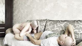 stepbrother doesnt wake up in the morning Stepsister will help with the best blowjob 10
