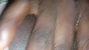 It feels nice stroking my big black curved dick as sperm was dripping out.