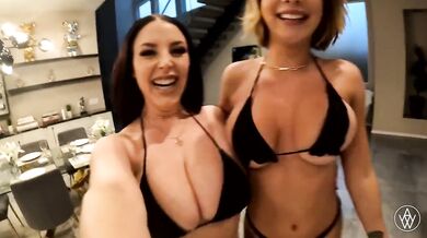 Angela White and Gabbie Carter get wild in the pool action