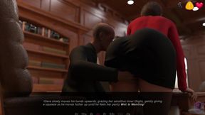 Busty MILF gets a surprise at work in POV 3D game
