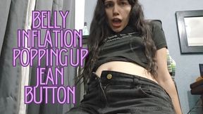Belly inflation and popping up button jeans
