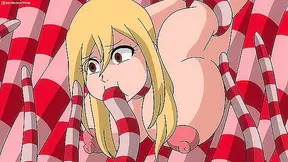 Lucy Heartfilia from Fairy Tail is tentacle banged by xmas present