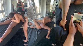 wetting up the massage table w/ majesty nasty