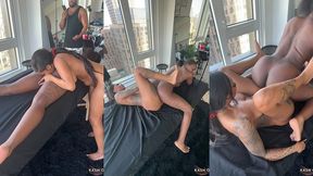 wetting up the massage table w/ majesty nasty