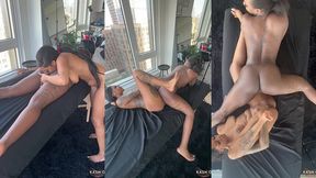 wetting up the massage table w/ majesty nasty