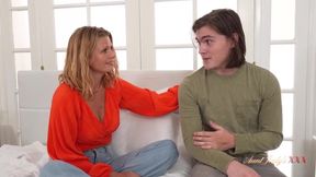 50yo Busty Stepmom Reya Drains Stepson Debt in Gushing Creampie Flood