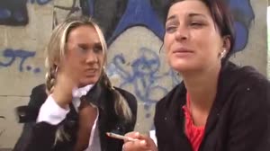 Two sexy girls licking each others pussy after a joint