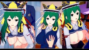 Big-Breasted Touhou Shikieihime Rubs Tits While Giving Handjob & Blowjob