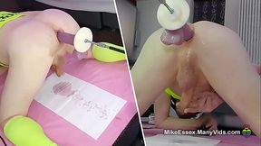 English DILF Mike Essex squirting while getting dildo fucked in the ass
